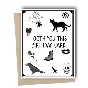 Biglietto di auguri di compleanno gotico, Halloween, Emo, Punk, Horror, Gioco di parole