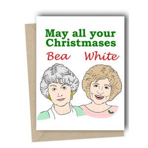 Tarjeta navideña de Golden Girls Tarjeta de felicitación de Golden Girls Betty White Bea Arthur Tarjeta navideña de los 80 TV Divertida Gracias por ser un amigo