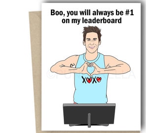 Cycling Greeting Card XOXO Leaderboard Spinning Bike Birthday Card Racing Spin Bike Card Boo Valentine's Day Card Valentine Anniversary