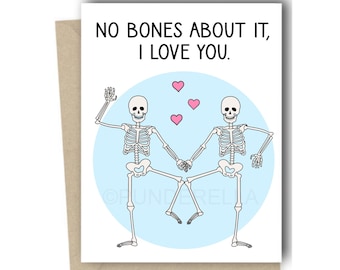 Skeleton Card Valentine's Day Bones Skull Anniversary Greeting Card Birthday