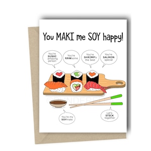 Cartão de Sushi Amor Aniversário Cartão de Saudações Trocadilhos Trocadilhos Bonito Engraçado Cartão