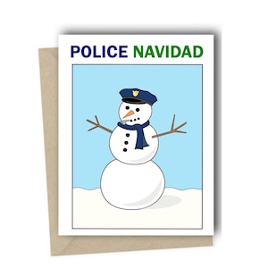 Tarjeta de Navidad de policía - Tarjeta de Navidad de oficial de policía Regalo de policía Tarjeta de vacaciones de policía Tarjeta de vacaciones de oficial de policía Línea azul delgada