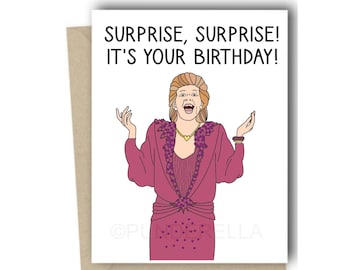 Surprise Surprise Lady Cilla Black Birthday Card ITV Campy Trending TikTok Instagram