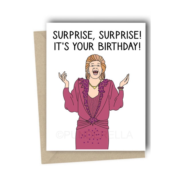 Surprise Surprise Lady Cilla Black Birthday Card ITV Campy Trending TikTok Instagram