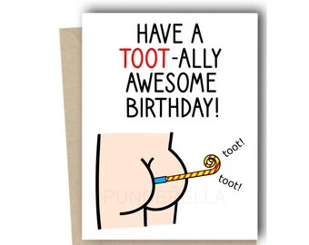 Fart Birthday Card Toot Farting Greeting Card Pun