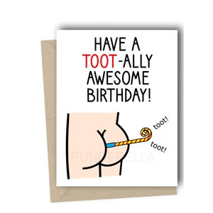 Fart Birthday Card Toot Farting Greeting Card Pun