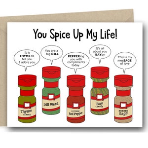 Spices Valentine Spice Card Chef Cook Puns Greeting Card Punny Food Valentine's Day