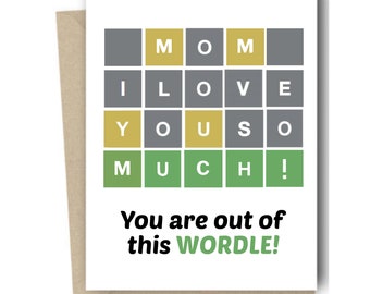 Wordle Mother's Day Card - Mother's Day Card Word Problem Crossword Card - Spelling Bee Card - Puzzle Card Mom Card Pun Mother's Day
