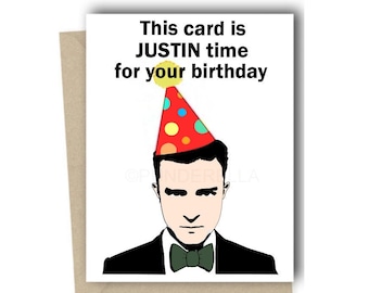 Justin Birthday Card - 90s Pop Music Card