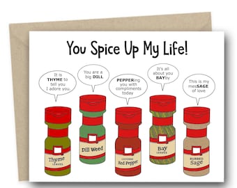 Romantic Anniversary Card Spices Chef Cook Puns Greeting Card Punny Food Valentine's Day