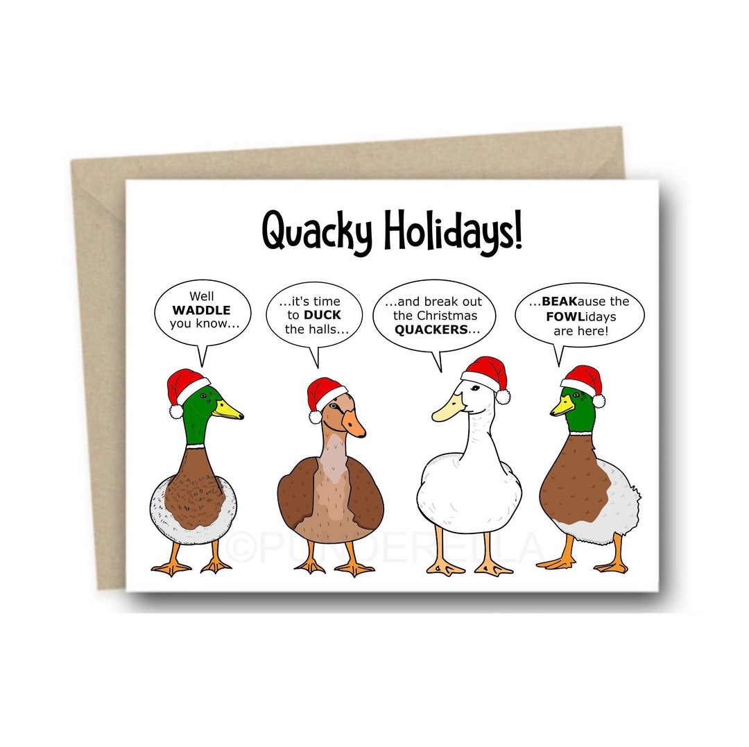 Duck Christmas Card Puns Ducks Punny Mallard Holiday Greeting Card ...
