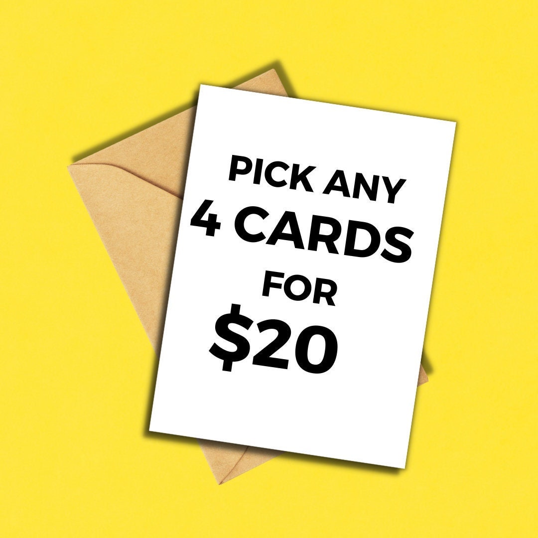 Pick ANY 4 Greeting Cards Bundle, Mix and Match Discount Etsy