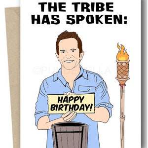 Survivor TV Inspired Greeting Card Birthday Jeff Probst Boston | Etsy