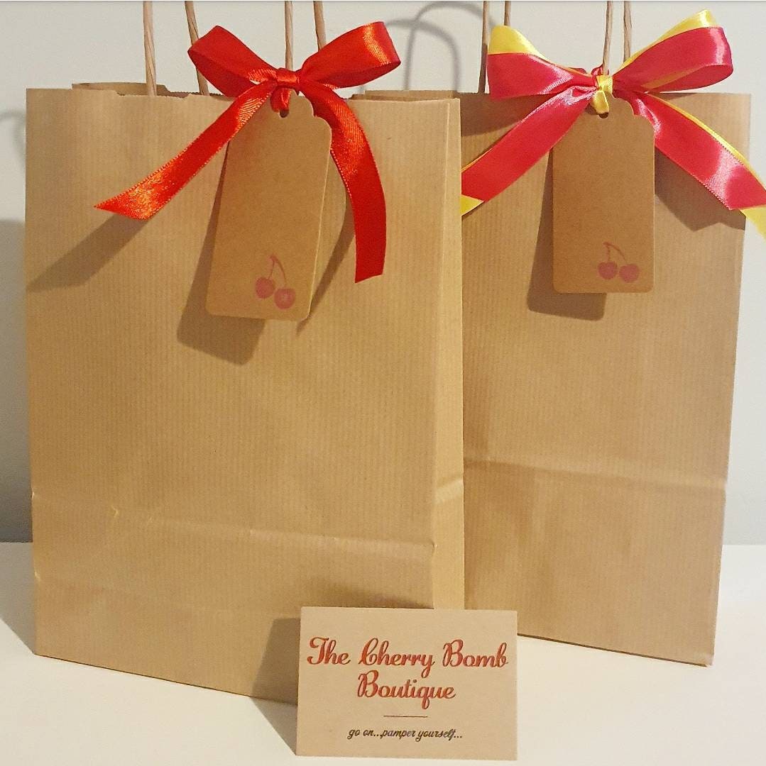 Kraft Brown Gift Bag with ribbon and tag Etsy