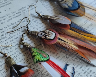MONOBOUCLE- Feather solo earring, natural feather earrings- loop of your choice #35