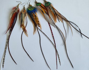SINGLE EARRING - Extra-long single feather earring, XXL natural feather earrings - earring of your choice #45