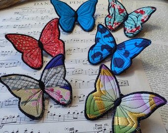 Butterfly brooch of your choice, fabric and felt textile jewel, poetic butterfly #2