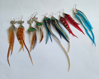 Coppia di tua scelta, orecchini di piume, orecchini in stile boho/sciamanico, orecchini di piume naturali - coppia di tua scelta #15