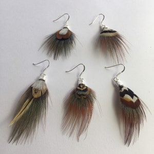 MONOBOUCLE- Kleine etnische chique veer solo oorbellen, boho/sjamaan stijl, natuurlijke veer oorbellen- lus naar keuze #9