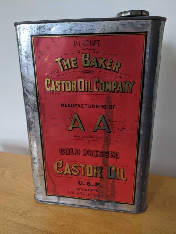 Vintage Baker Castor Oil Co. Tin AA 8lb. Cold Pressed Castor - Etsy