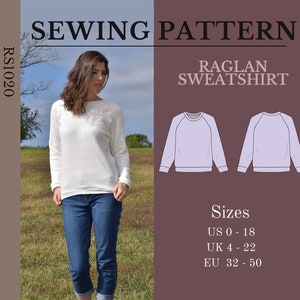 Raglan sweatshirt sewing pattern