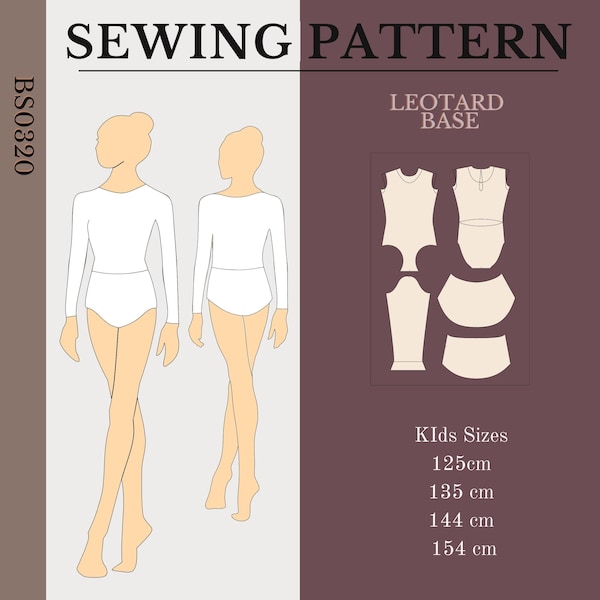 Bodysuit sewing pattern, Base leotard, Girls costume pattern, Ballet dress pattern, Figure skating dress, Bodice pattern pdf