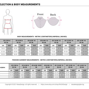 size chart bib pattern