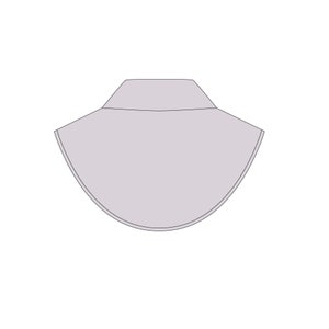 May include: A light grey fabric collar with a rounded shape.