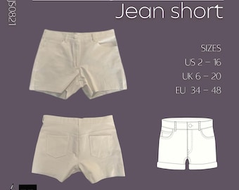 Denim Shorts Sewing Pattern: Women's Low Rise Jeans (PDF Pattern)