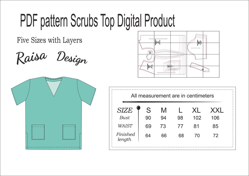 Nurse shirt sewing pattern Women scrub top sewing pattern Etsy 25 scarf sewing tutorials