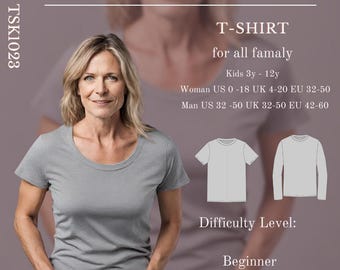 Unisex T Shirt Sewing Pattern: Short & Long Sleeve (PDF Pattern)