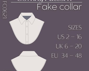 Detachable Fake Collar Sewing Pattern: Women's Sizes US 2-16 (PDF Pattern)
