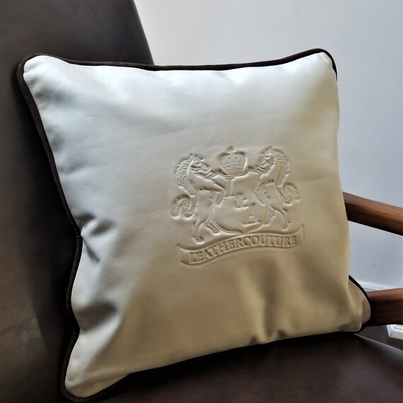 Genuine Leather Pillow Luxury Leather Cushion Real Leather Cushion Leather Throw Pillow Beige Leather Pillow off White Pillow Etsy