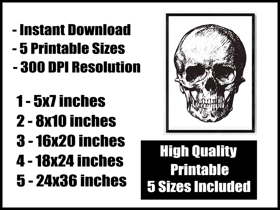 Vintage Skull Halloween Printable Art Antique Print Art 5 Sizes - Etsy