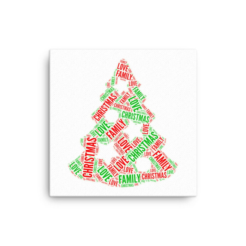 Christmas Tree Word Canvas Art Family Love Christmas Name - Etsy