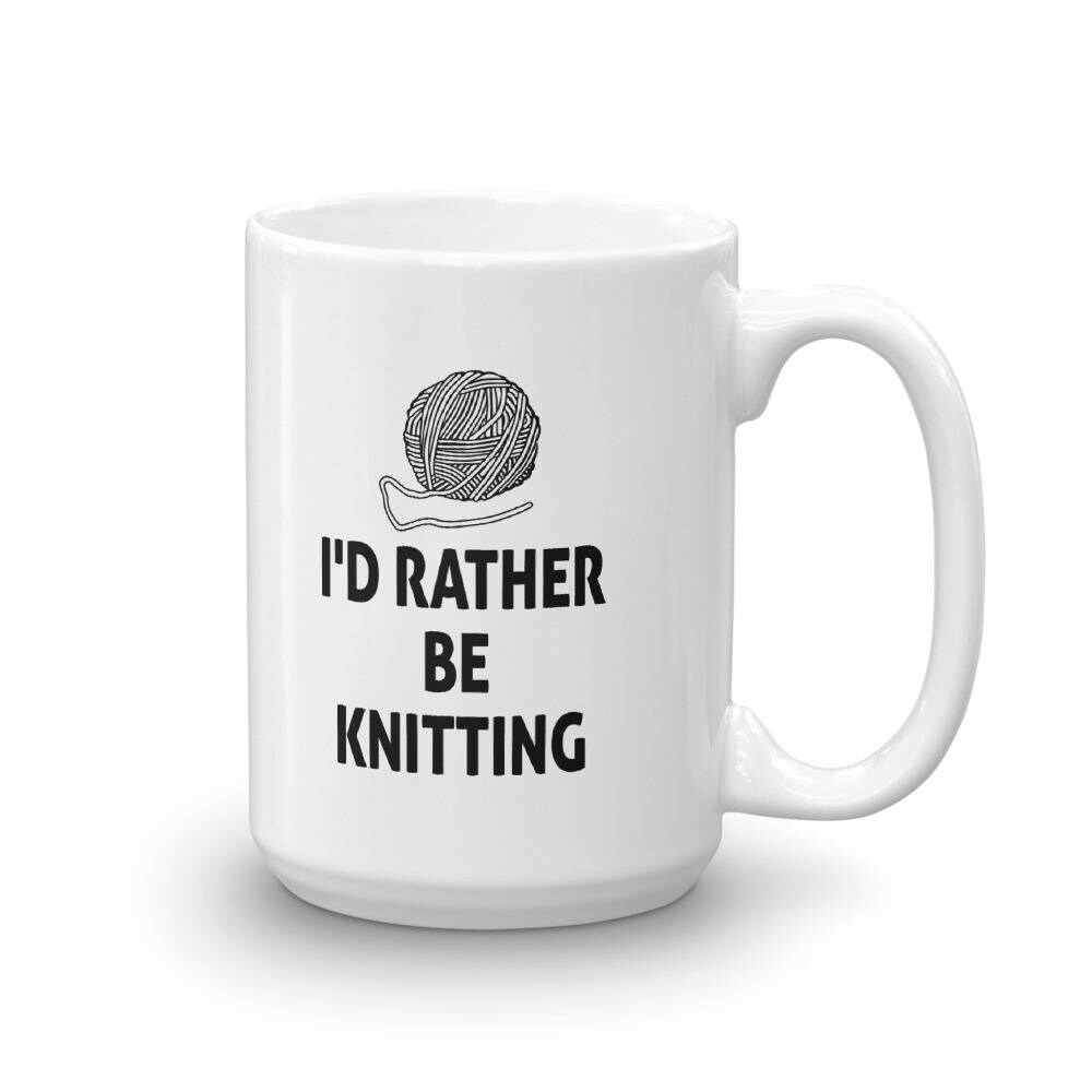 knit - I'd rather be knitting - 16 oz. travel mug