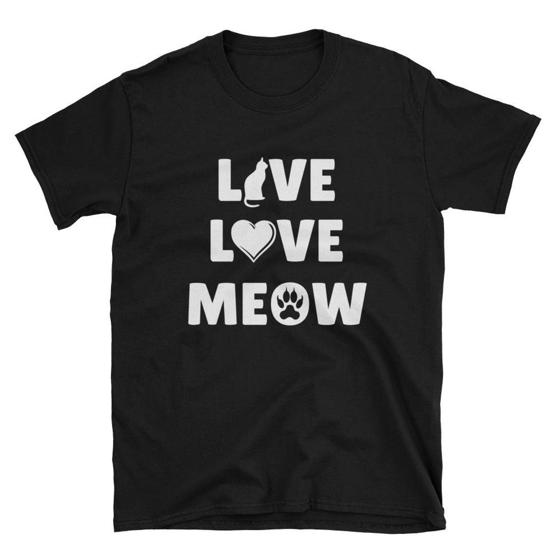 Live Love Meow Unique Cat Lover Tshirt Etsy