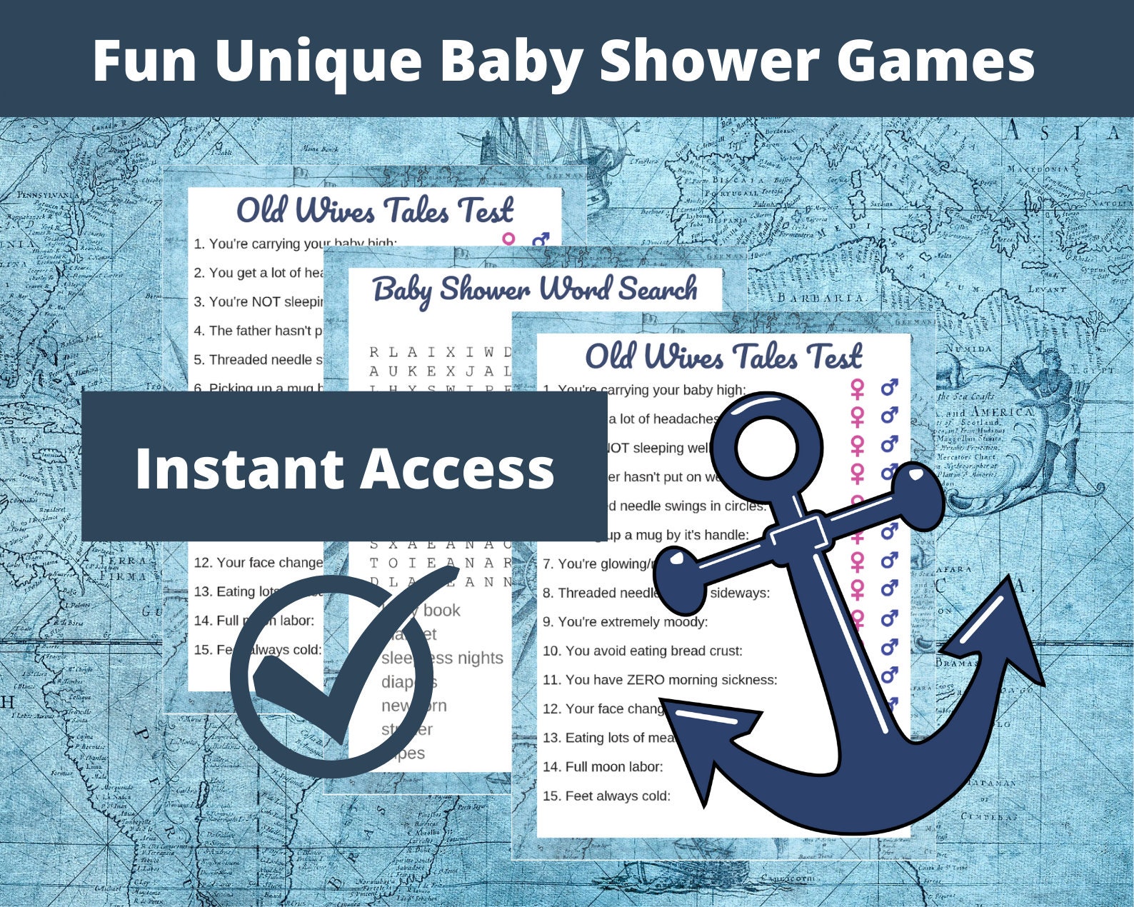 Nautical Baby Shower Games, Baby Shower Nautical Party Printable Navy ...