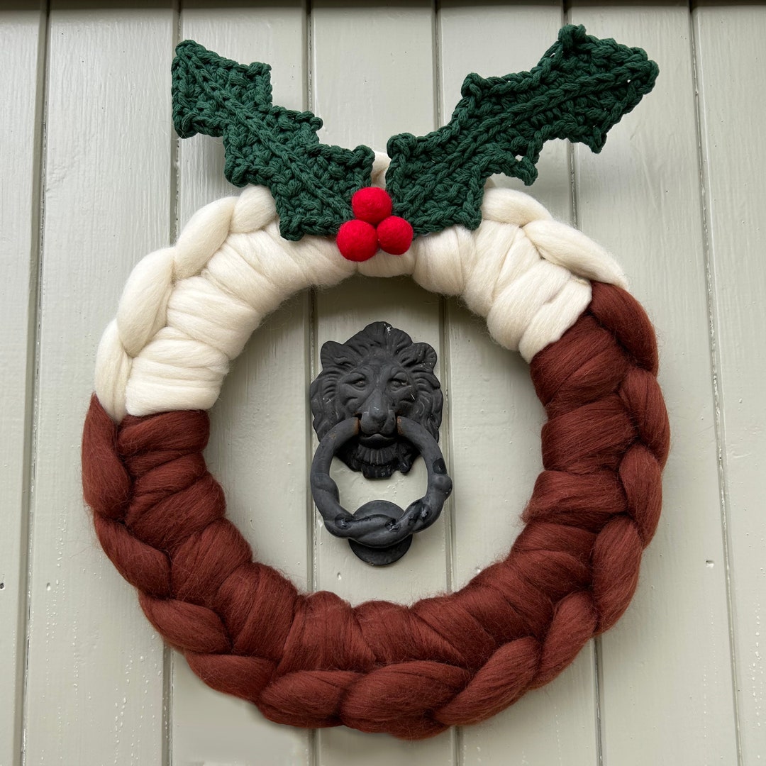 Christmas Pudding Wreath Crochet Wreath Yarn Wreath Etsy