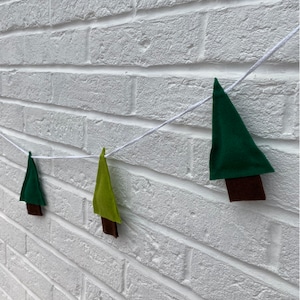 DIY Felt Christmas Tree Bunting Kit: Sew or Glue, Set of 6