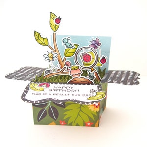 Biglietto di compleanno 3D pop-up con insetto insetto, personalizzabile, biglietto personalizzato per ragazzo e ragazza, Creepy Crawlie A Bug’s Life, coccinella, coccinella, calabrone, formiche