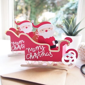 Carte Pop-up 3D de style Père Noël | Fait main | Carte de Noël interactive unique, décoration cadeau, père Noël, père Noël, carte spéciale pour enfants