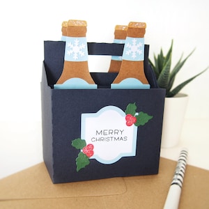 Carte pop-up de caisse de bière de Noël | Carte interactive 3D pour papa papy papy hommes mari pub hiver cadeau décoration unique