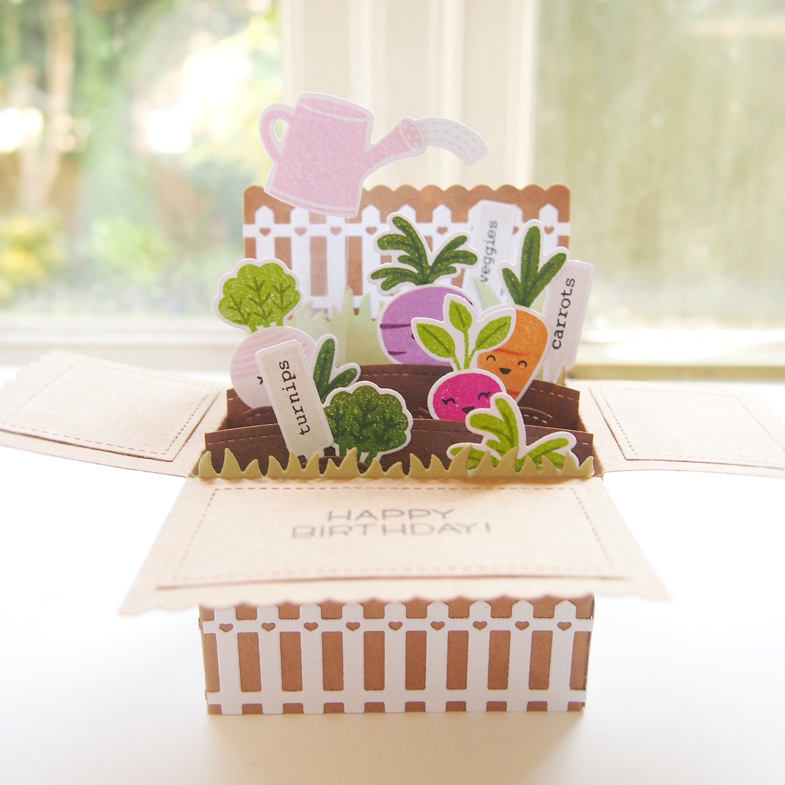 Veggie Garden Birthday Card | Handmade Pop-up 3D Box Card