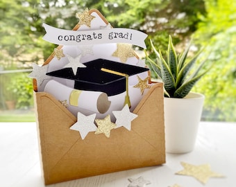 Graduation Pop-Up 3D Envelope Box Card | Unique Special Gift Card for Graduate | Customisable