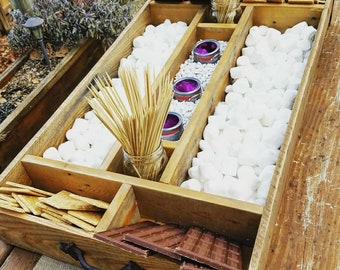 Large Rustic Wood Smores Bar Station, Smores, S'mores Bar, Party Station, Customizable Wedding S'mores Roasting Station, Dessert Bar