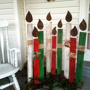 Reclaimed Wood Christmas Candles Holiday Porch Decor - Etsy UK