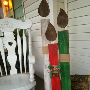 Reclaimed wood Christmas candles, holiday porch decor, standing Christmas decorations, candles, fireplace decor, pallet wood porch sign image 6