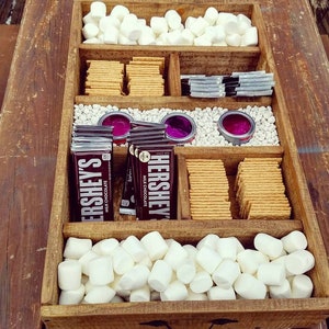 Rustic Wood Smores Bar Station, Smores, S'mores Bar, Party Station, Wedding S'mores Roasting Station, bbq station image 5