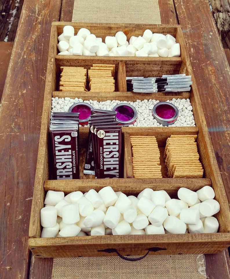 Rustic Wood Smores Bar Station, Smores, S'mores Bar, Party Station, Wedding S'mores Roasting Station, bbq station image 5